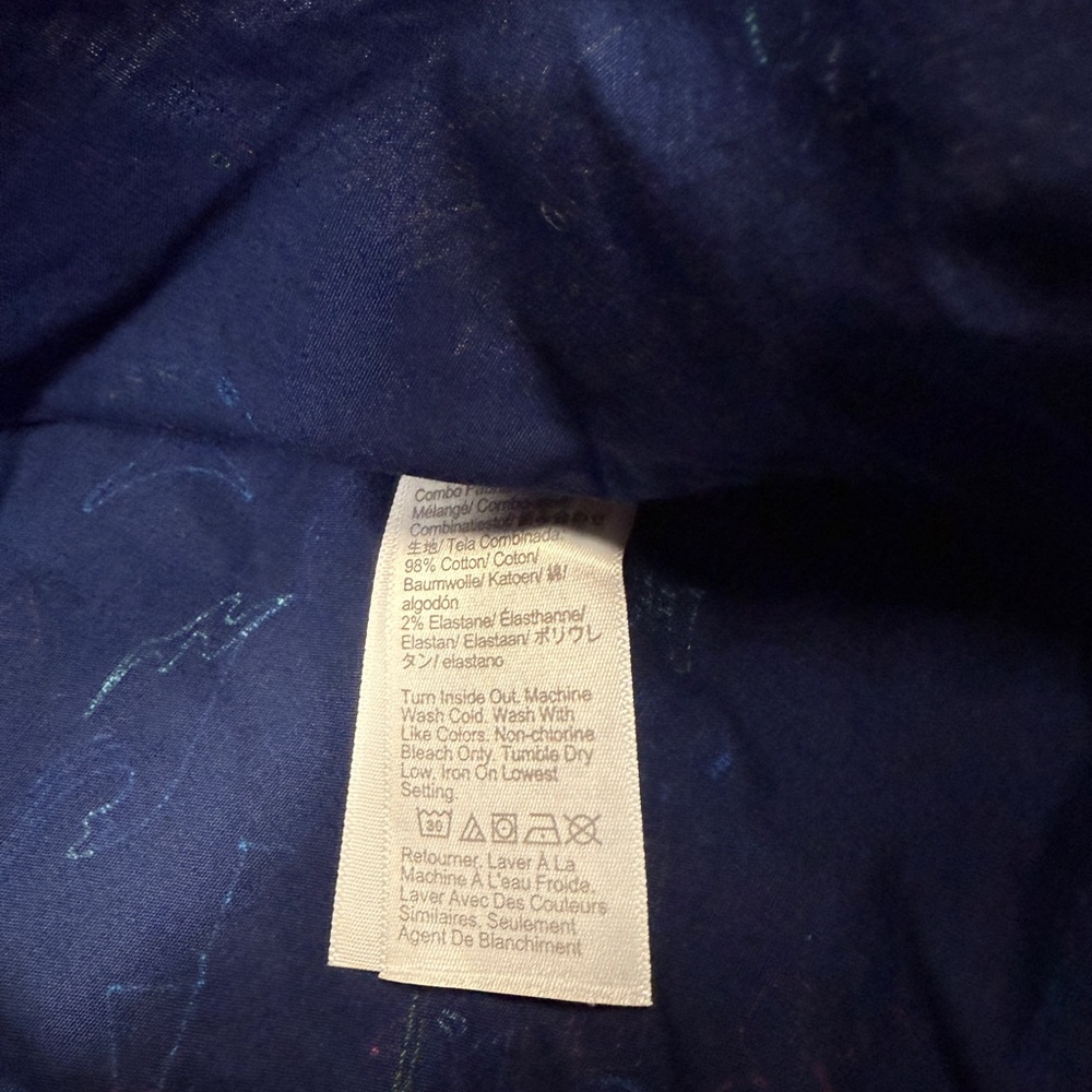 NWOT J. Crew Men’s L Navy Surf Beach AOP Short Sleeve Slim Flex Button Down - Picture 6 of 6